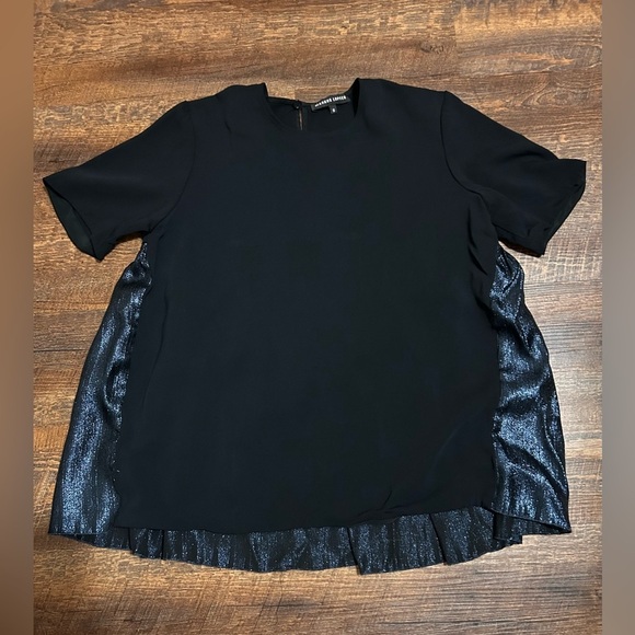 Markus Lupfer Black Blouse Size Small Shimmer Blue - Picture 1 of 3